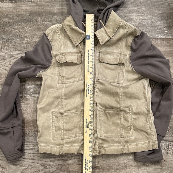 Women's Free People Medium Knitted Hood Twill Jacket - Picture 6 of 9